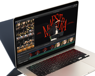 Ekran MacBooka Air, na którym widać montaż klipu wideo, co pokazuje możliwości czipa M4