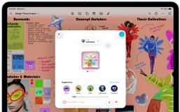 iPad Air w układzie poziomym, przód obudowy, przycisk zwiększania głośności, przycisk zmniejszania głośności, przycisk zasilania, na ekranie wyświetlany kolorowy interfejs aplikacji z różnymi ikonami
