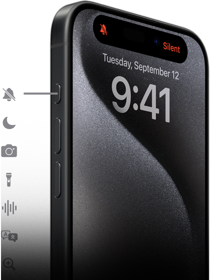 iPhone 15 Pro z przedstawionymi na ekranie dziewięcioma możliwościami zaprogramowania przycisku czynności